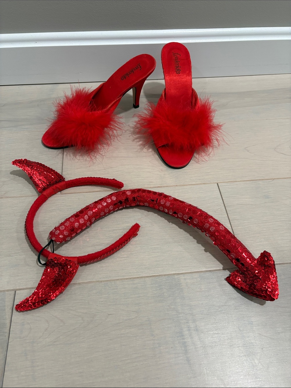 Red Feather Slide Heels - Women's
